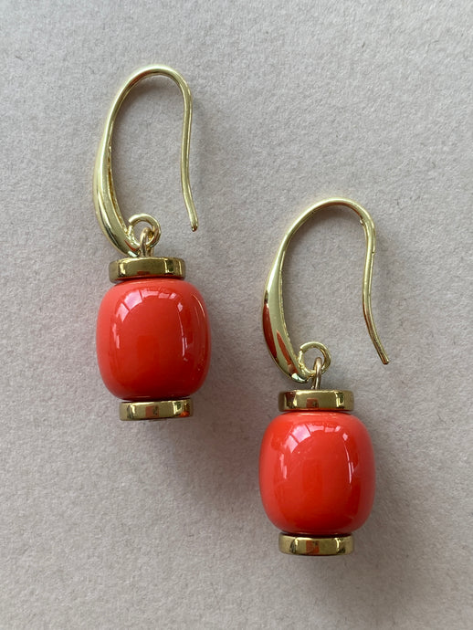 BDLE06  - Resin & Hematite barrel drop earrings