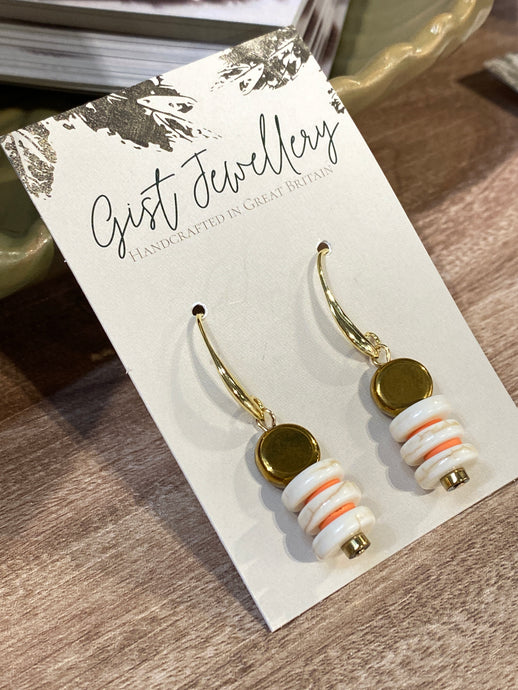 HILE18 - ivory orange clay earrings