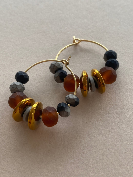 BDLHE10 - Amber hoop earrings