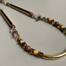 CST08 - Gemstone chips, Maifanite & sandstone long necklace - Natural Tones