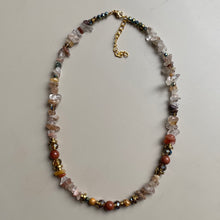 CST04 - Gemstone chip, Maifanite & Sandstone necklace - Natural tones