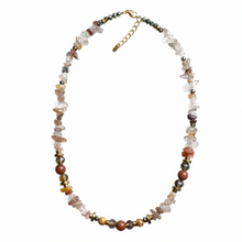 CST04 - Gemstone chip, Maifanite & Sandstone necklace - Natural tones