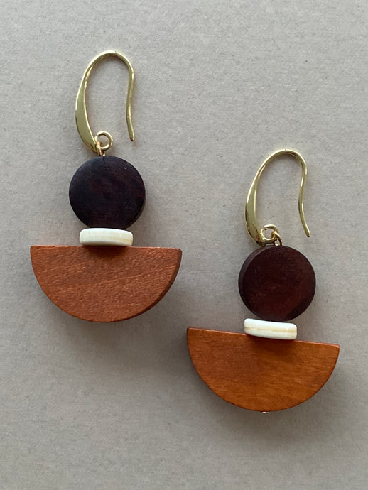 BDLE07
 - Chocolate Orange Wooden drop earrings