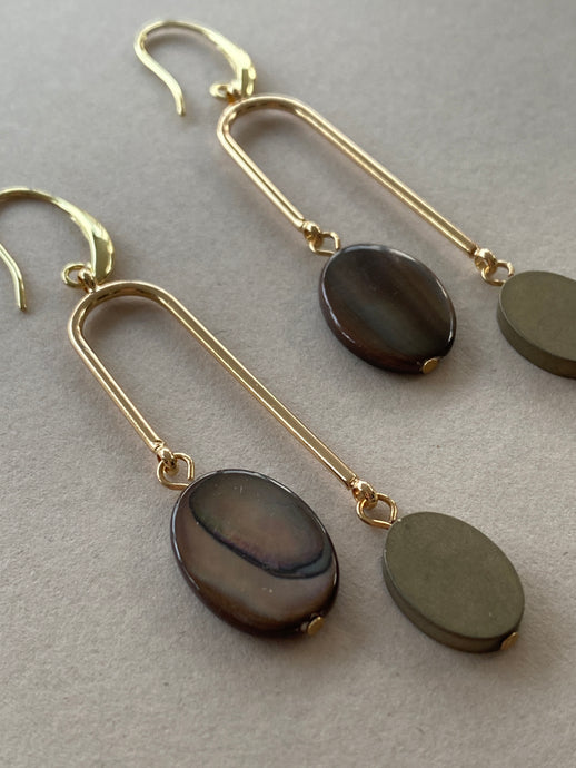 BDLE09 - Shell and Hematite Drop Earrings