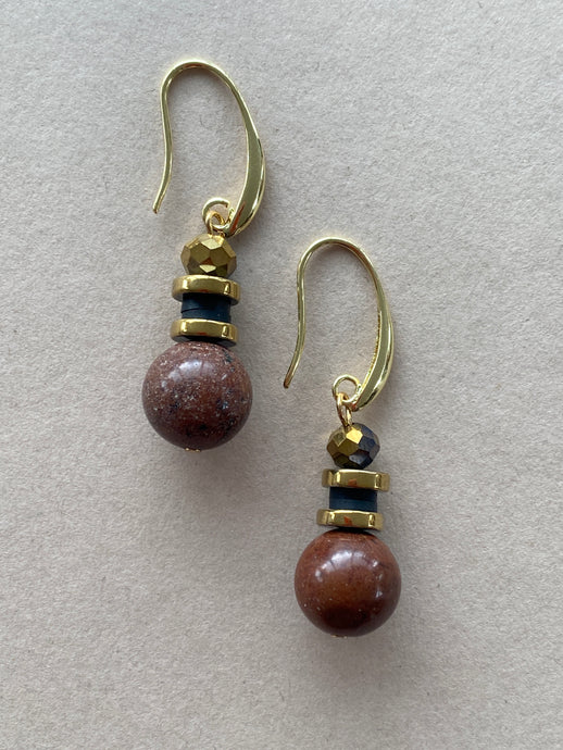 BDLE16 - Semi precious Gem stone and crystal drop earrings