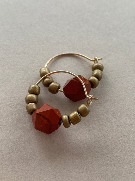 BDLHE01 - Red Jasper Hoop Earrings