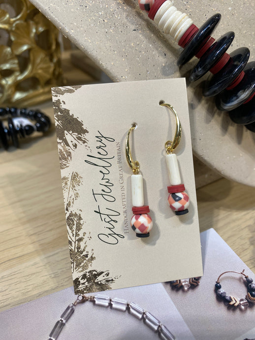 HILE02- 18K gold plated hooks, synthetic turquoise and clay