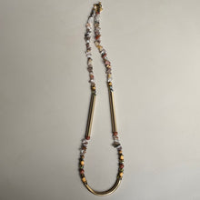 CST08 - Gemstone chips, Maifanite & sandstone long necklace - Natural Tones