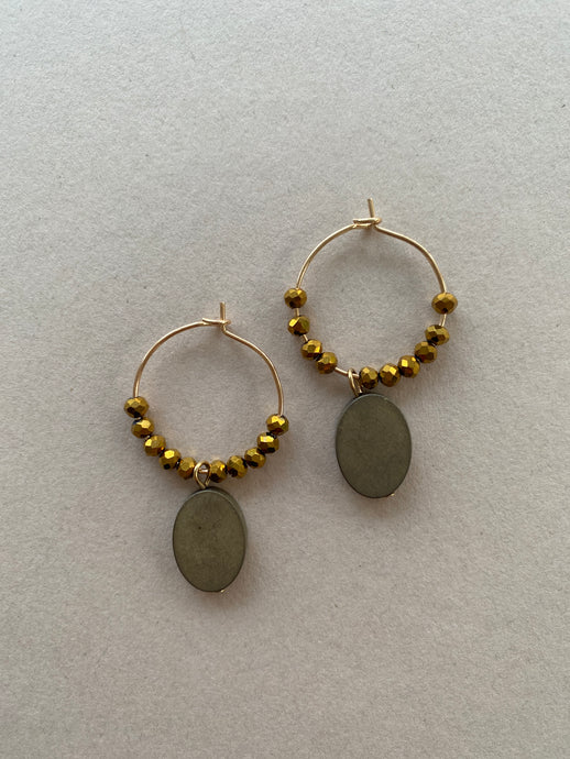 BDLHE09 - Hematite crystal hoop earrings