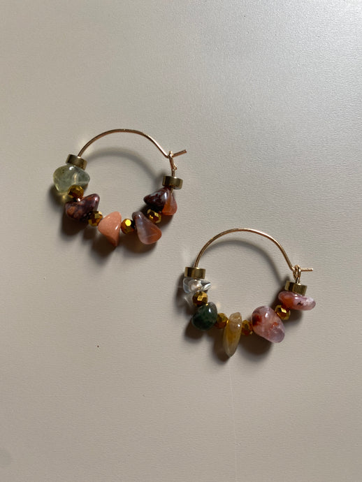 FRTE09 - 18K Gold plated hoops, semi precious stones
