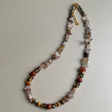 CST04 - Gemstone chip, Maifanite & Sandstone necklace - Natural tones