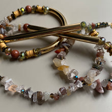 CST08 - Gemstone chips, Maifanite & sandstone long necklace - Natural Tones