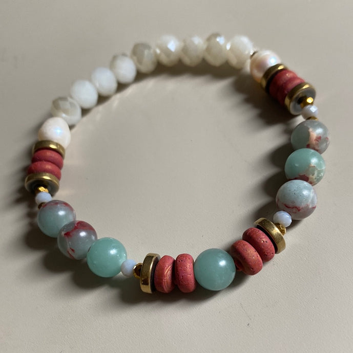 MRLB08 - Crystal, Gold Plated Hematite, Clay, Synthetic Shoushan Stone, Freshwater Pearls