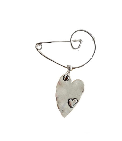 Sleek Heart Swirl Brooch