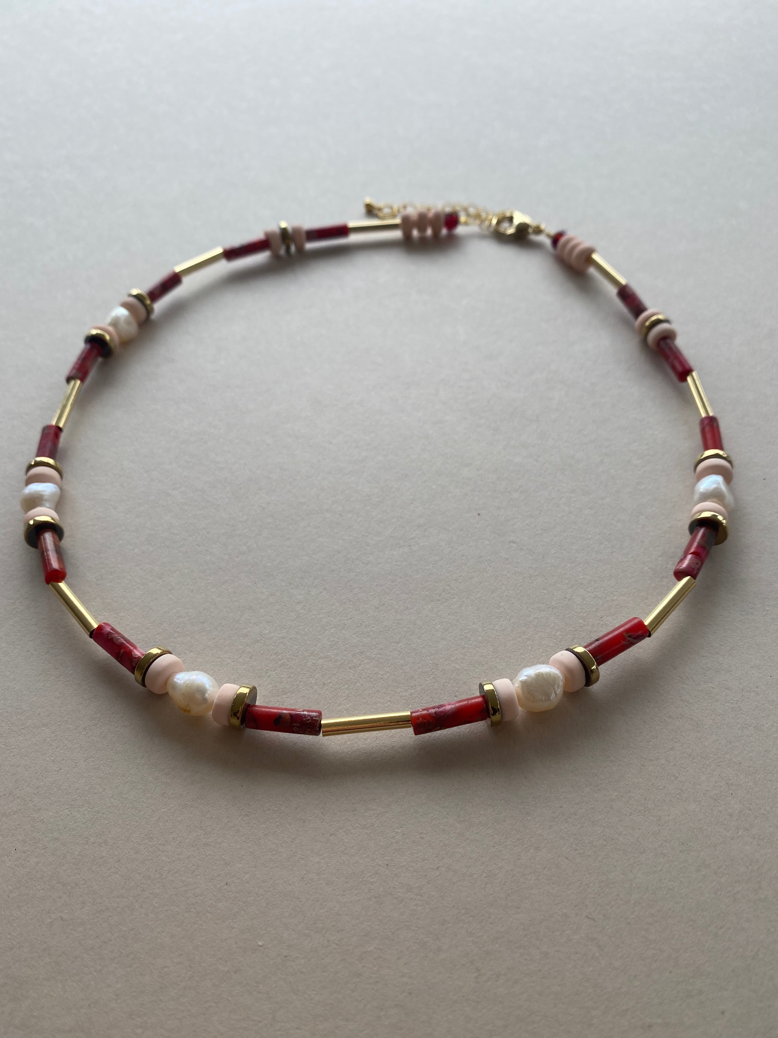 BDL05 - Pink, Peach & Freshwater pearl necklace