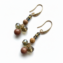 CSTE03 - Maifanite & Sandstone Dangle drop earrings - Natural Tones
