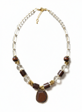 FRT15 - Glass Necklace with dyed wood, teamed with Hematite details.