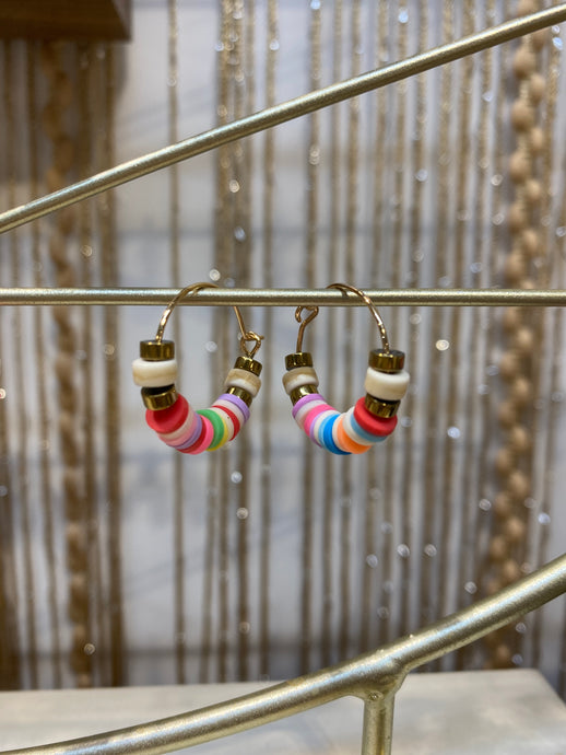 HILHE06 - Multi coloured clay hoop earrings small