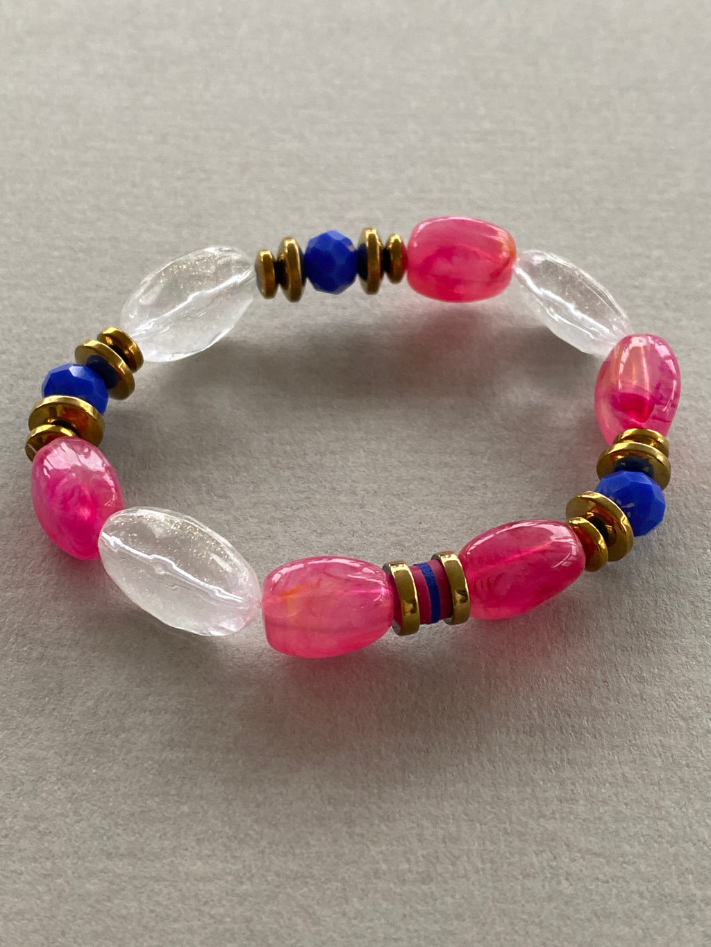 HILB13 - Pink and blue elasticated bracelet
