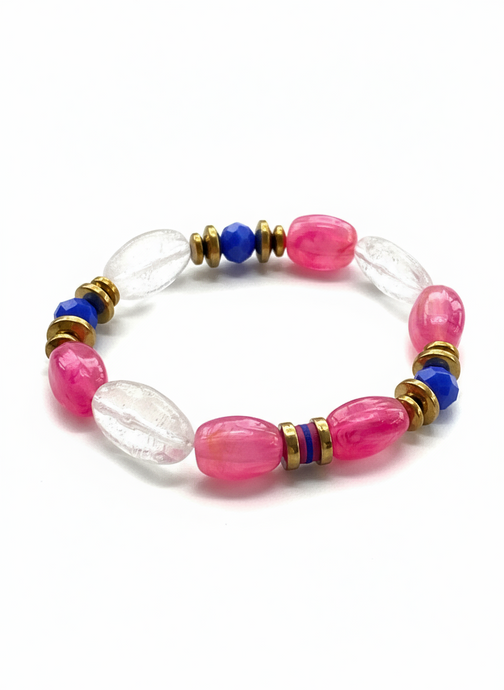 HILB13 - Pink and blue elasticated bracelet