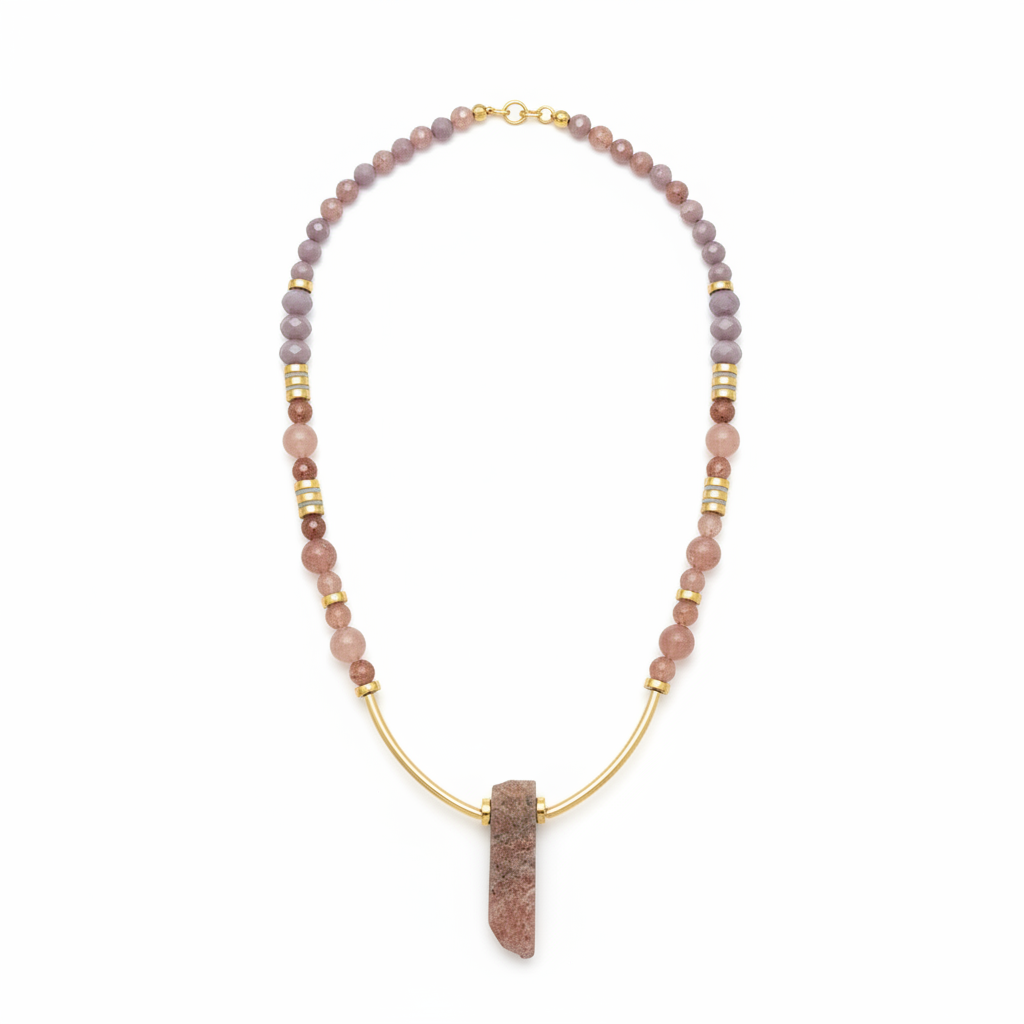 EOR16 - Strawberry Quartz adjustable necklace