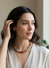 BDL02 - Dalmatian Jasper & Sandstone barrel necklace