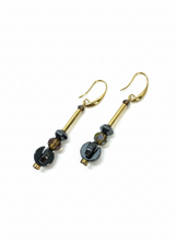HILE04 - Yellow green hematite drop earrings