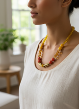 BDL06 - Orange and yellow resin 17” beaded necklace