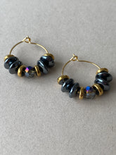 BDLHE15 - Crystal and Hematite Hoop earrings