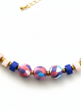 HIL01 - Royal Blue and Pink Necklace 16"