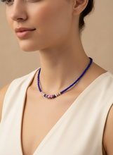 HIL01 - Royal Blue and Pink Necklace 16"