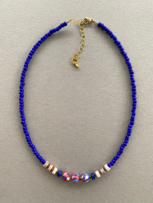 HIL01 - Royal Blue and Pink Necklace 16