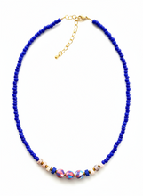 HIL01 - Royal Blue and Pink Necklace 16"