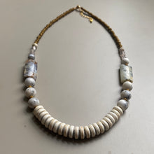 CST11 - Natural white African Opal necklace - White, Lemon, Grey, Bronze
