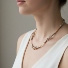 CST07 - Shell chip and gemstone necklace - Creams, pearl