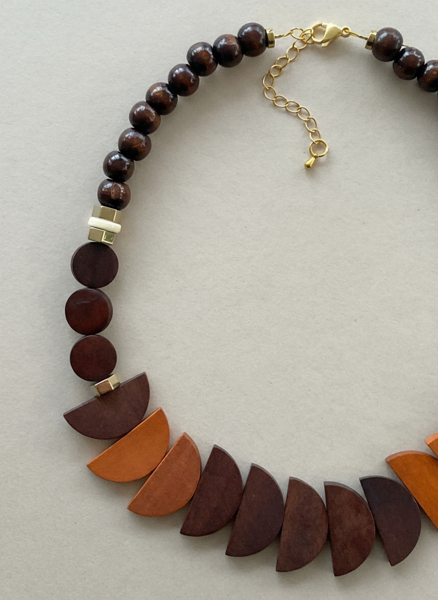 BDL07 - Chocolate Orange Wooden necklace