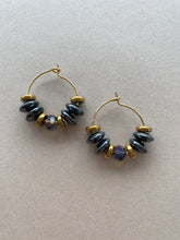BDLHE15 - Crystal and Hematite Hoop earrings