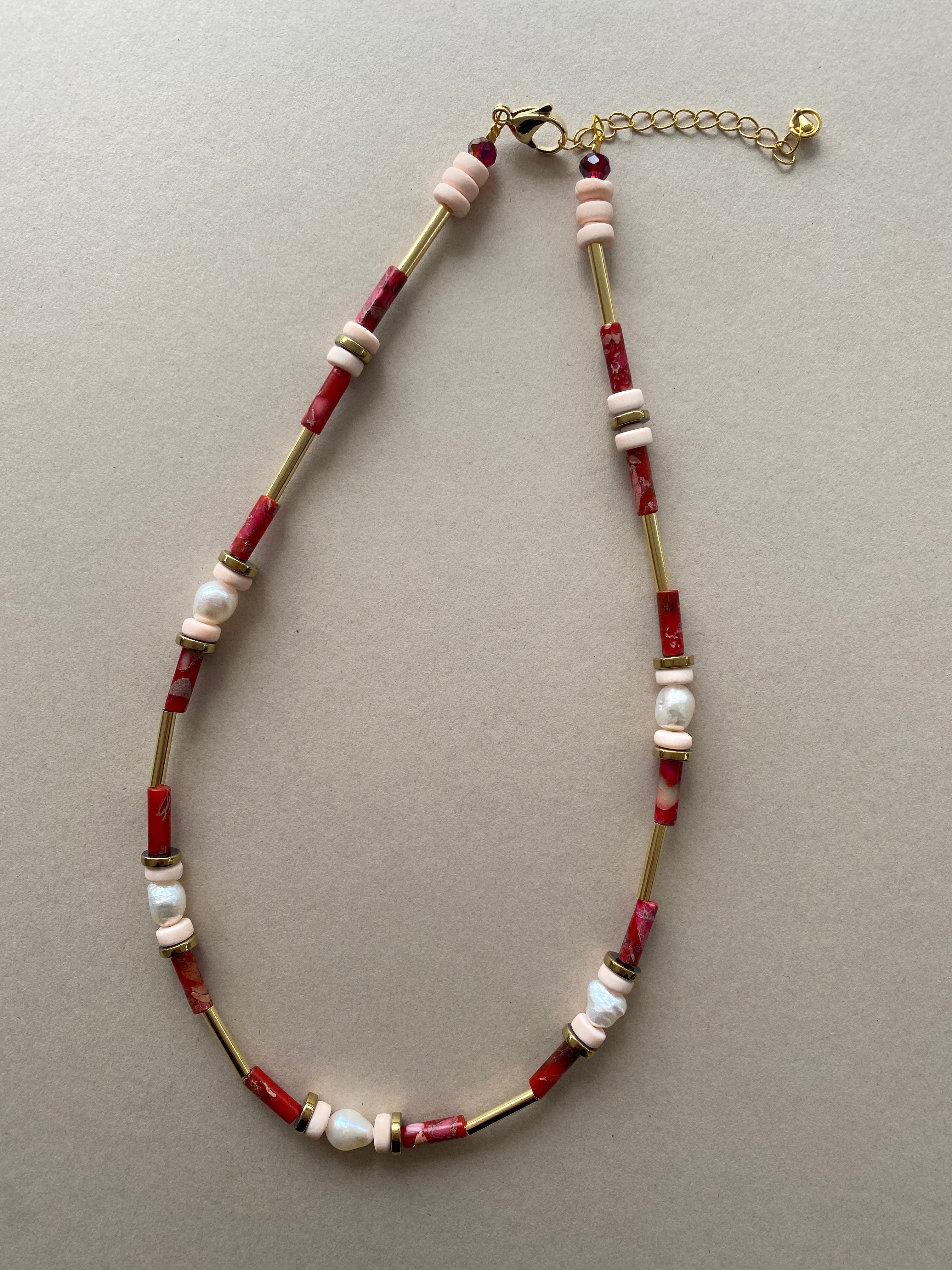 BDL05 - Pink, Peach & Freshwater pearl necklace