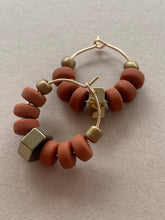 BDLHE21 - Terracotta clay and Hematite hoop earrings