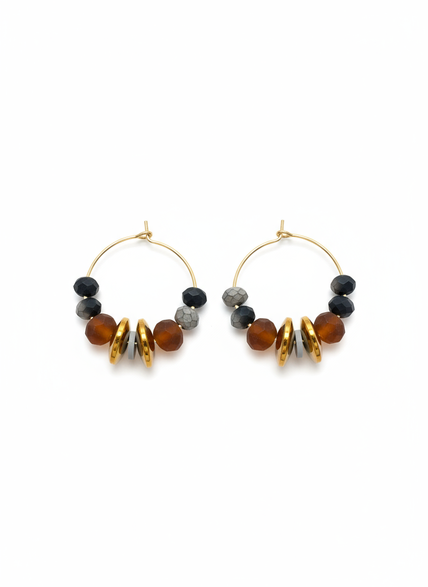 BDLHE10 - Amber hoop earrings