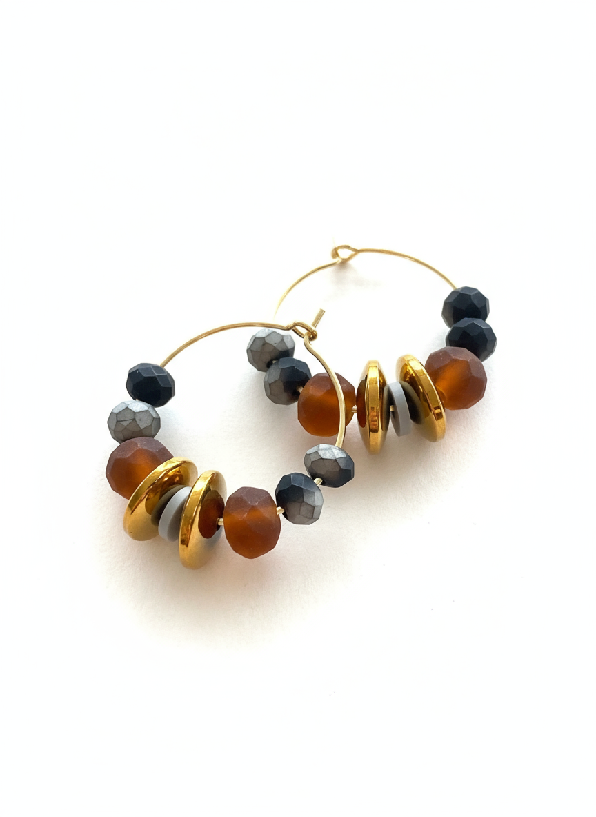BDLHE10 - Amber hoop earrings