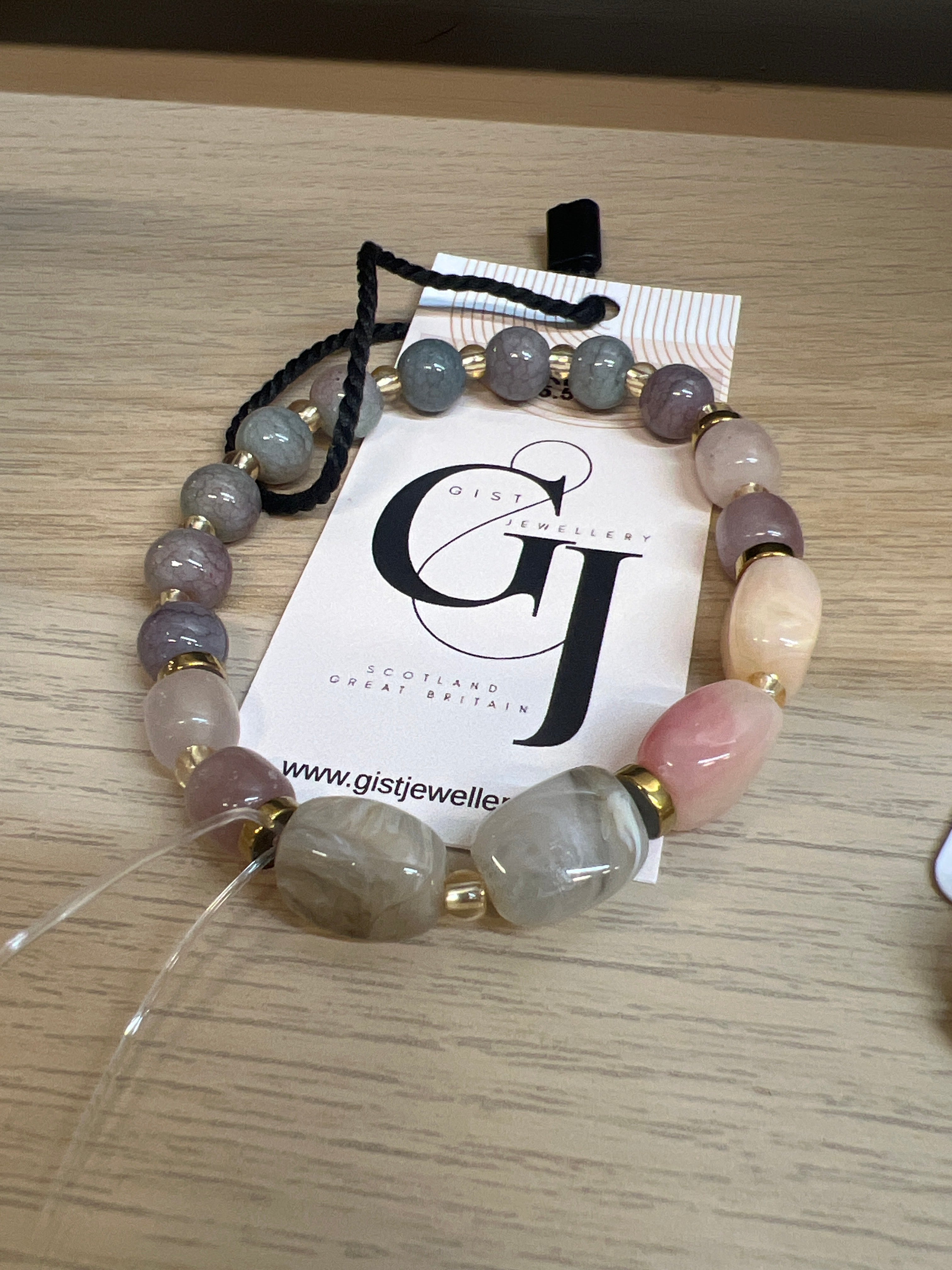 EORB19 - Peach & Grey elasticated bracelet