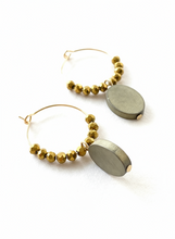 BDLHE09 - Hematite crystal hoop earrings