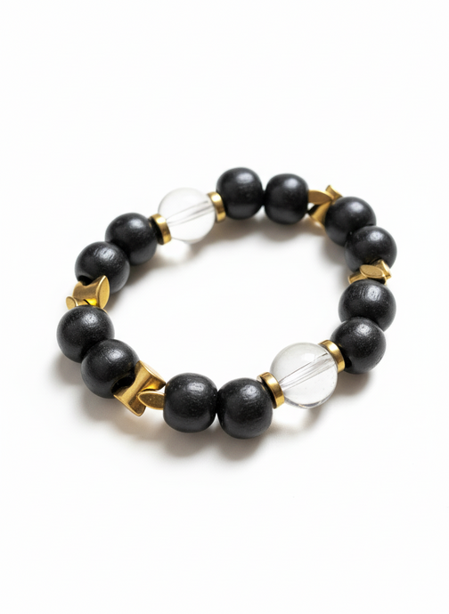 FRTB10 - Bracelet with Glass, dyed wood, teamed with Hematite details.