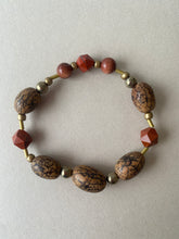 BDLB01 - Red Jasper & Burlywood Mala wood bracelet