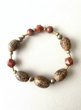 BDLB01 - Red Jasper & Burlywood Mala wood bracelet
