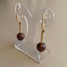 CSTE15- Mahogany Obsidian drop earrings - Burgandy, Rust