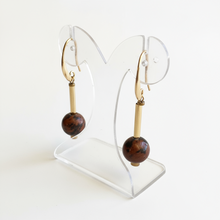 CSTE15- Mahogany Obsidian drop earrings - Burgandy, Rust