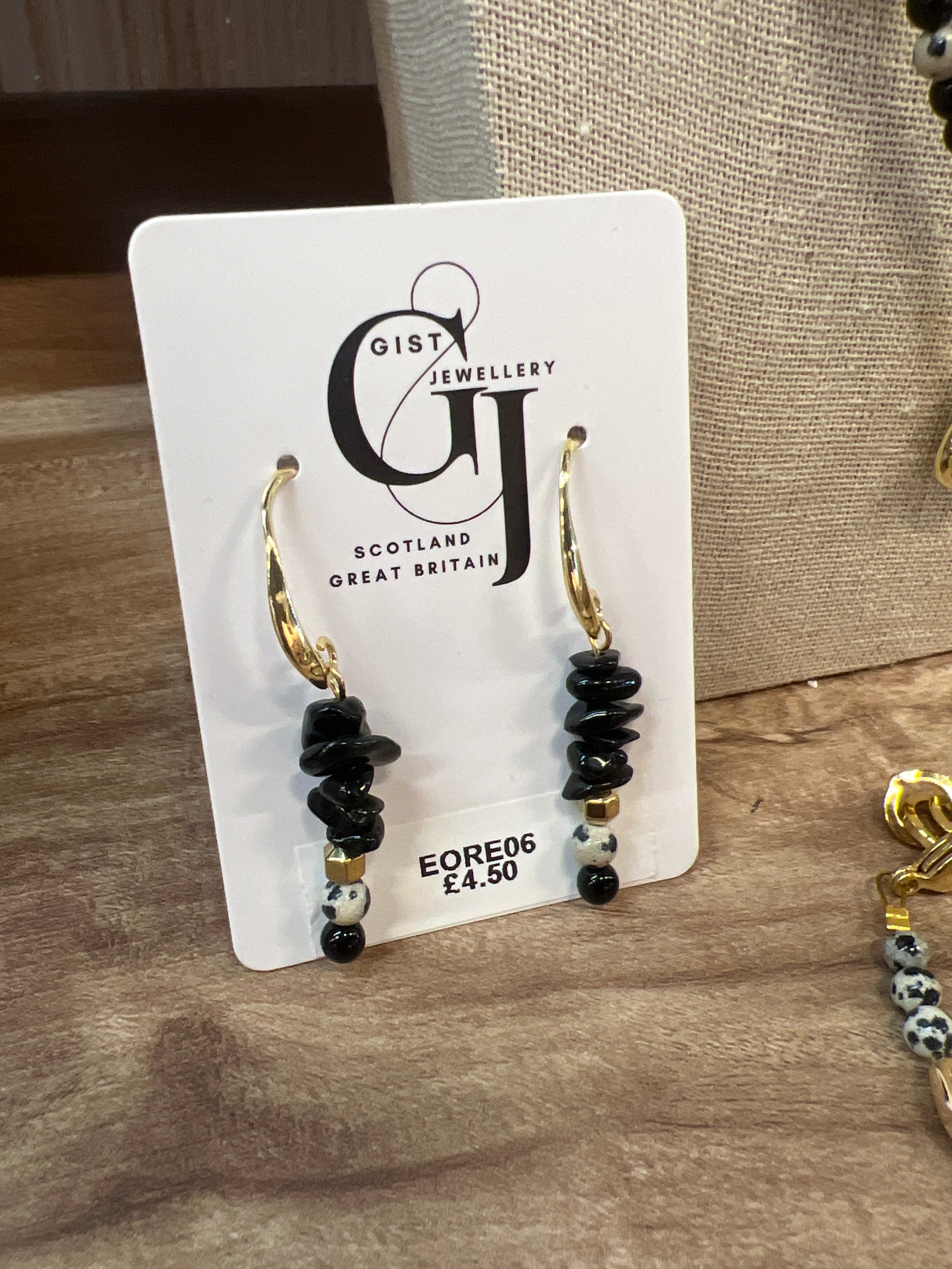 EORE06 - black gold nugget drop earrings