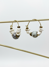 HILHE15 - white chip African opal hoop earrings